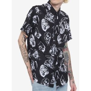 Hot Topic Grim Reaper Button Up Shirt